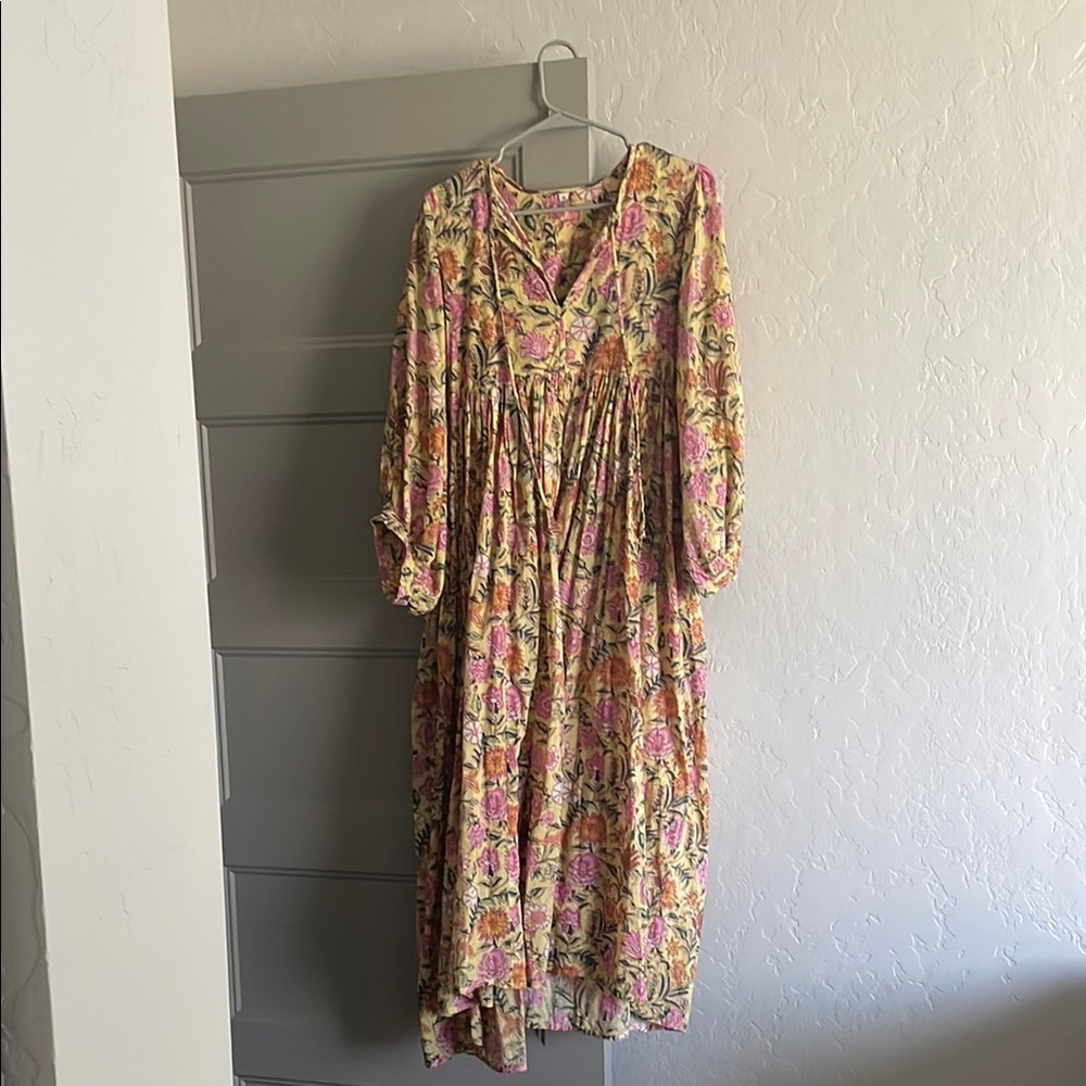 Floral Pink and Yellow Women's Dress